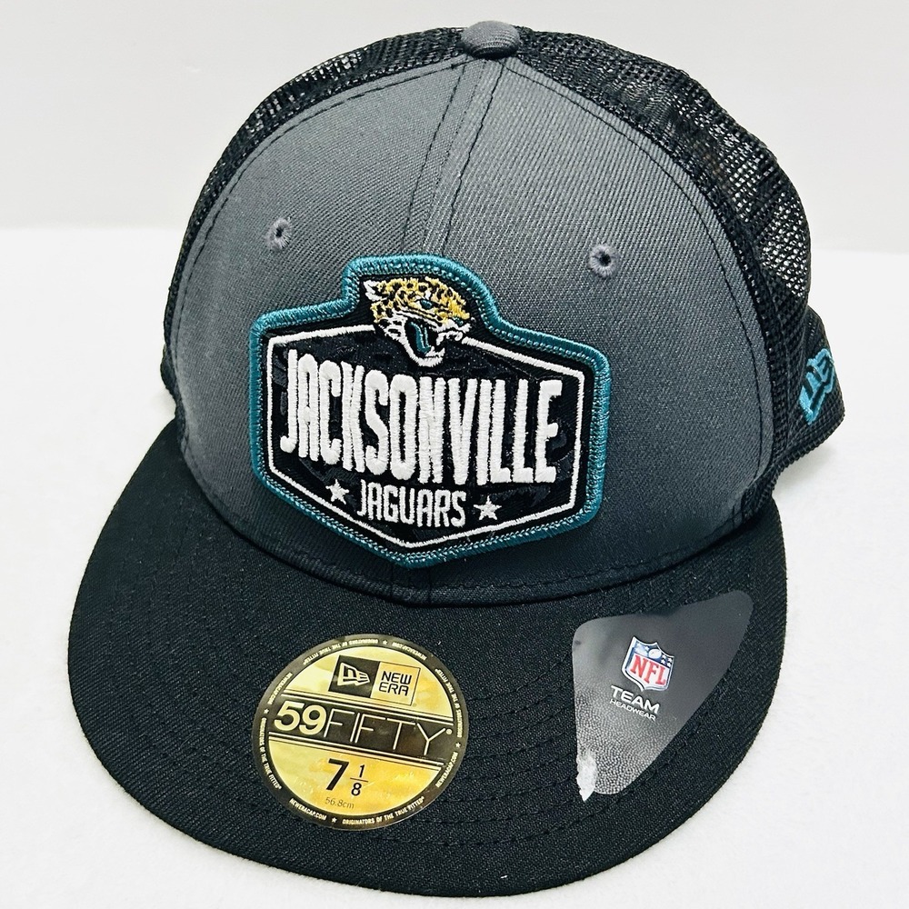 New Era Jacksonville Jaguars NFL Draft 59FIFTY Fitted Hat Cap 7 1/8 Black NFL